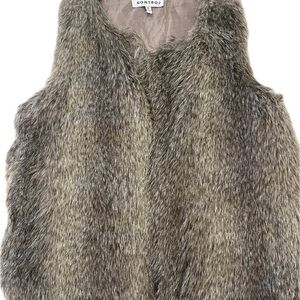 Faux Fur Vest in brown/black